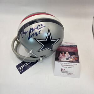 Dallas Cowboys Mini Helmet Roger Staubach Autographed w/ HOF 85 JSA COA